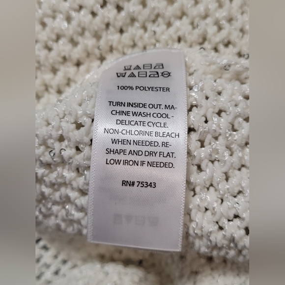 Joie Womens Large Coastal Vibes Textured White Shimmer Crochet Pullover Sweater - Picture 4 of 5